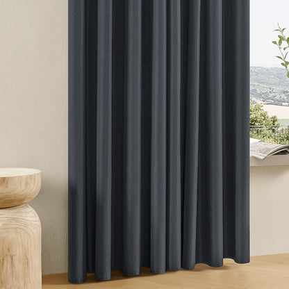 2 Pack 100 Percent Blackout Curtains with Black Liner-Black