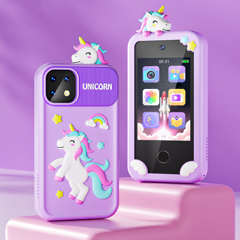 Kids Dual Camera Smart Phone Toy Touchscreen Phone with 32G TF Card Christmas Birthday Learning Play Toy Purple