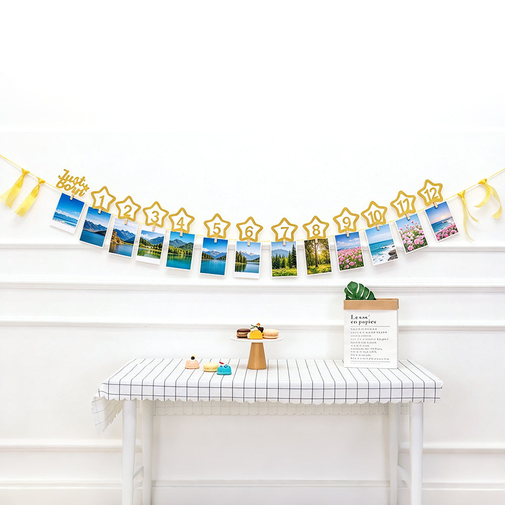 12 Month Photo Banner Star Photo Display with Photo Clips