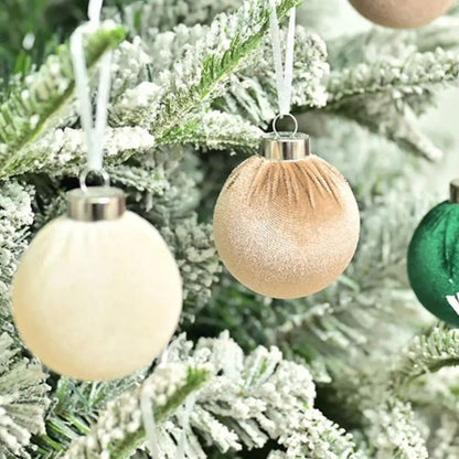 15Pcs Set Christmas Tree Ornaments 6cm Velvet Balls Xmas Decorations Green