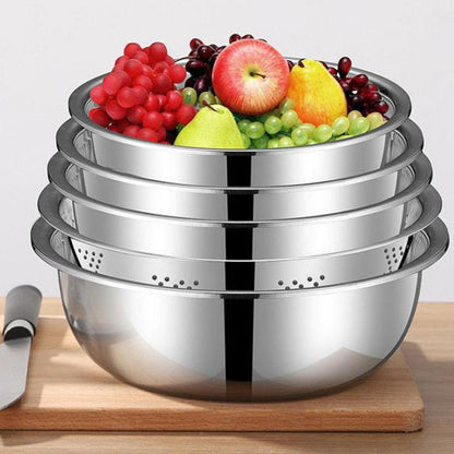 5 Piece 410 Stainless Steel Colander and Mixing Bowl Set 22 to 30cm