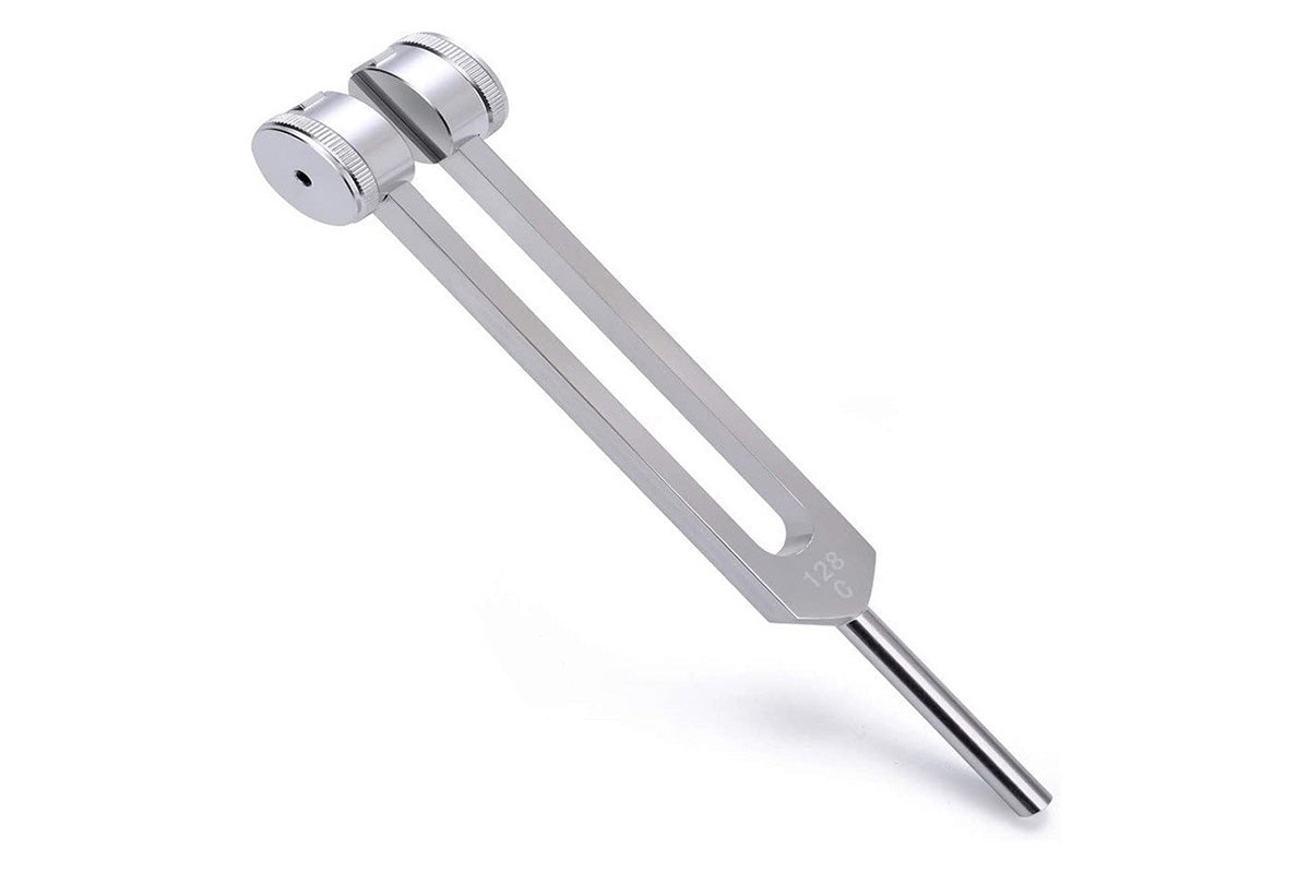 128Hz Tuning Forks Set with Reflex Hammer - Silver