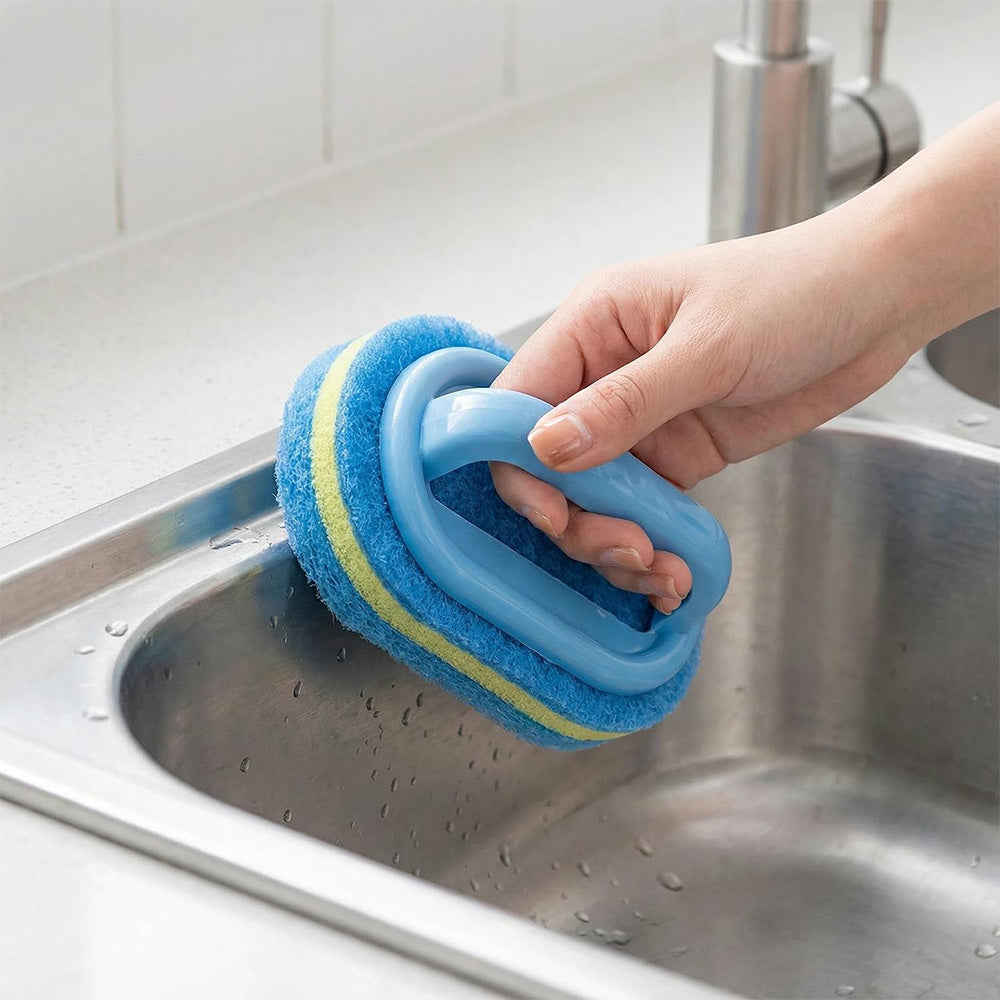 5 Piece Multi Layer Sponge Cleaning Brush Set for Kitchen Bathroom - Blue