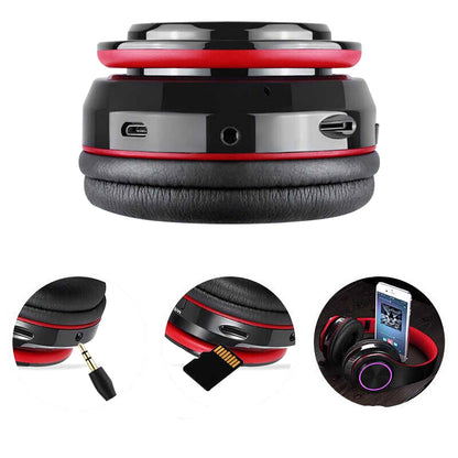 Wireless Headphones Wireless Earbuds B39 LED Light Up Foldable Headset Bluetooth 5.0 Stereo Headphones Built in Microphone -Black
