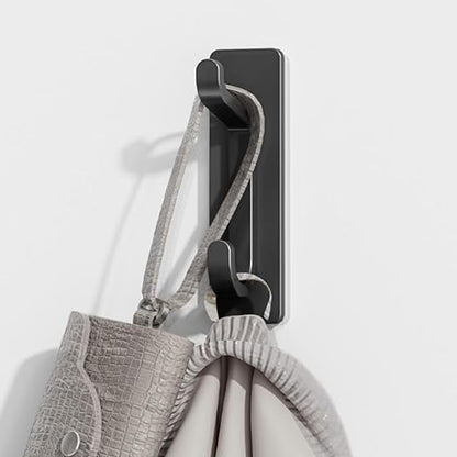 4 Piece Stainless Steel Double Adhesive Hooks - Black