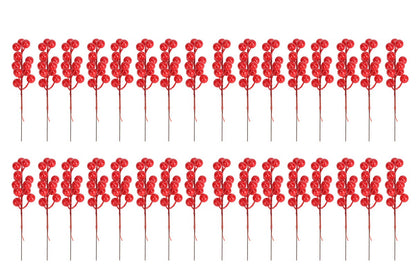 32PCS Christmas Berries Stems Artificial Red Berry Stems for Christmas Tree Ornaments Crafts Holiday and Home Decor