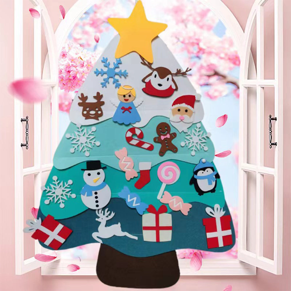 DIY Felt Christmas Tree With Light Reusable Wall Hanging Ornaments-Style 3