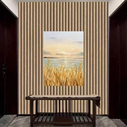 Self Adhesive PVC Slat Wall Panel with Faux Engineered Wood Grain - Gold