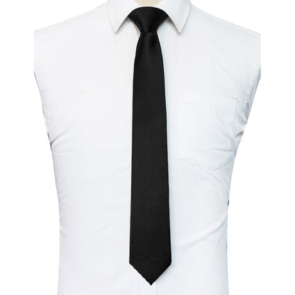 Pre-Tied Zip Necktie 8 cm for Wedding Business Formal Wear - Black