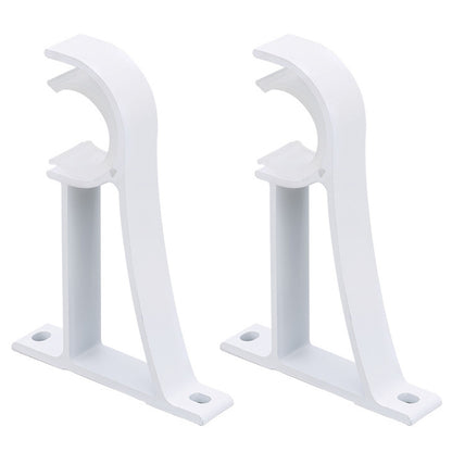2 Piece Metal Support Curtain Rod Pole - White