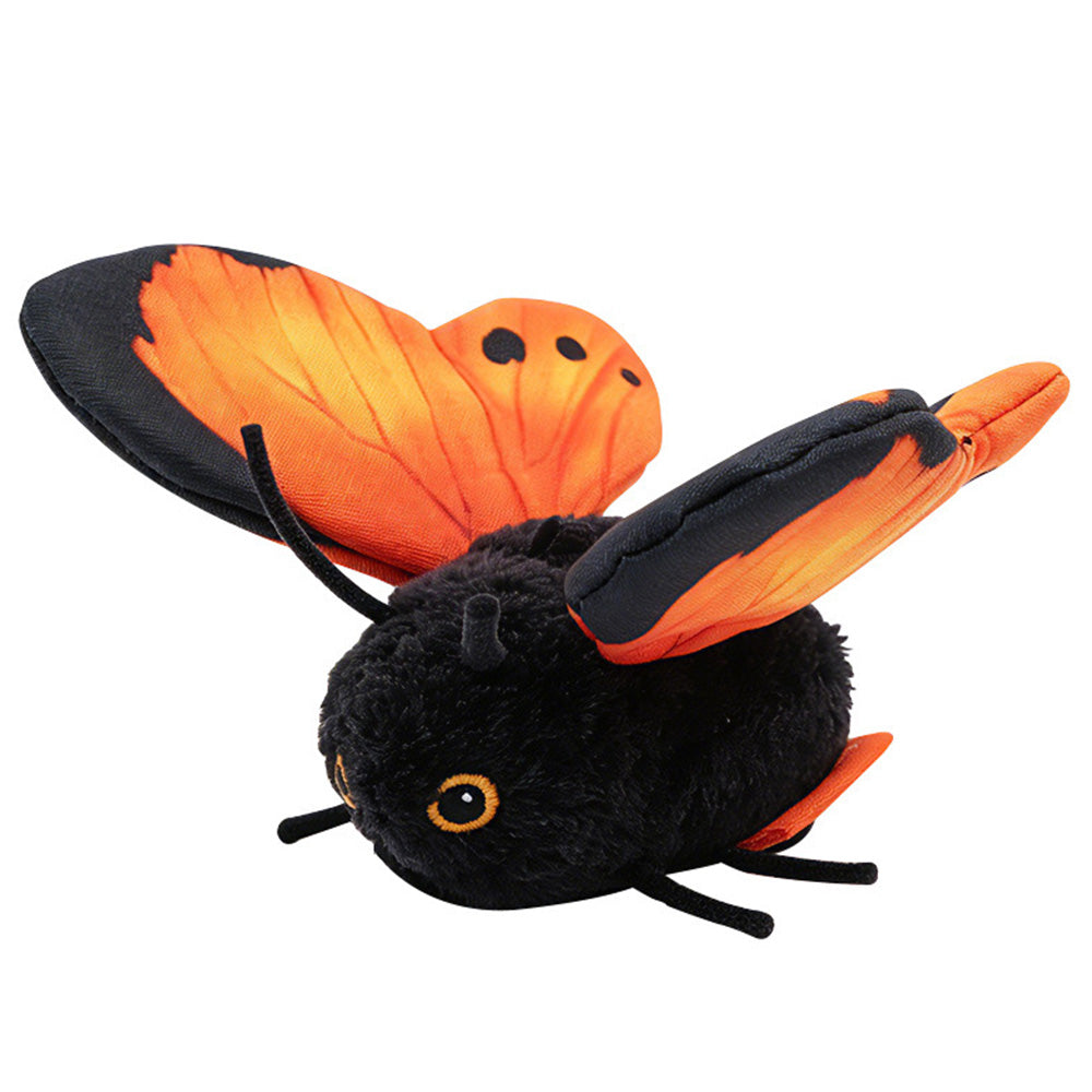 USB Rechargeable Interactive Butterfly Cat Toy Kitten Play Toy with Fluttering Wings Orange