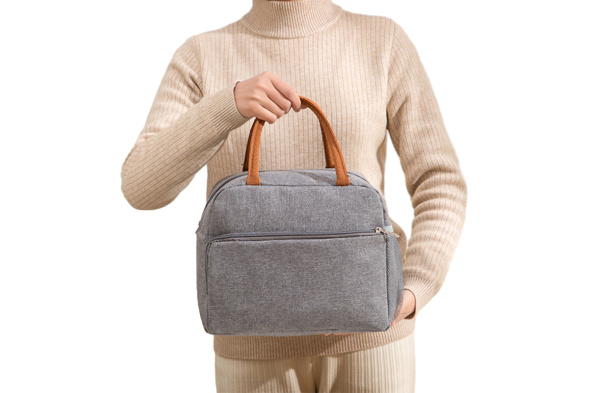 Lunch Bag Oxford Insulated Thermal Cool Food Storage Bag Tote Box Lunch Tote-Gray