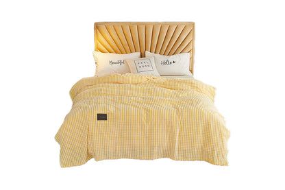 Reversible Sherpa Fleece Throw Blanket for Couch-Yellow