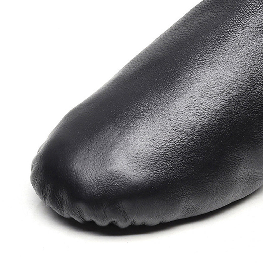 Leather Dance Shoes with Slip Resistant Sole - Black