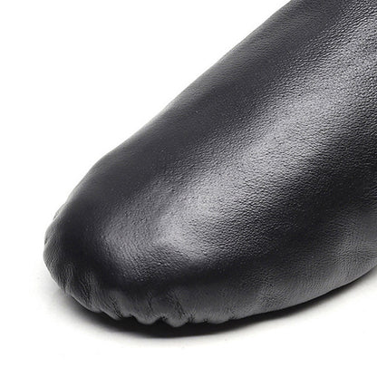 Leather Dance Shoes with Slip Resistant Sole - Black