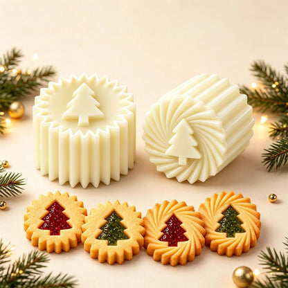 White Cake Double Head Pastry Mold Christmas Tree Cookie Press