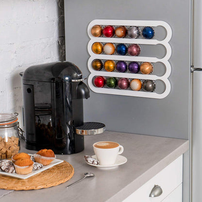 Magnetic Wall Mounted Coffee Pod Rack for Nespresso Vertuo Capsules Capsule Holder White