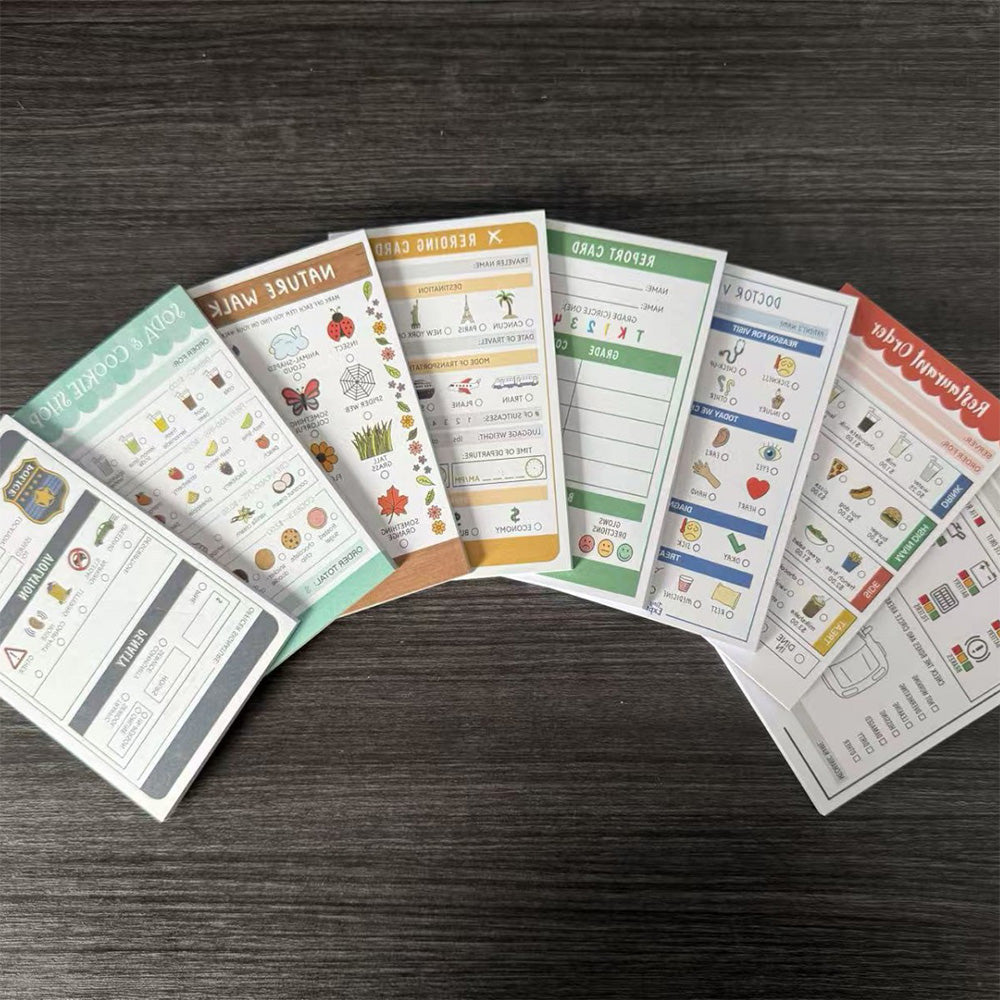 8 Theme Pretend Play Notepads Imaginative Play Notebooks