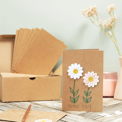 20 Sets Blank Folded Greeting Cards and Self Seal Envelopes - Khaki