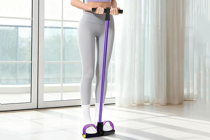 6 Tube Foot Pedal Resistance Band Ankle Puller Fitness Rope Purple