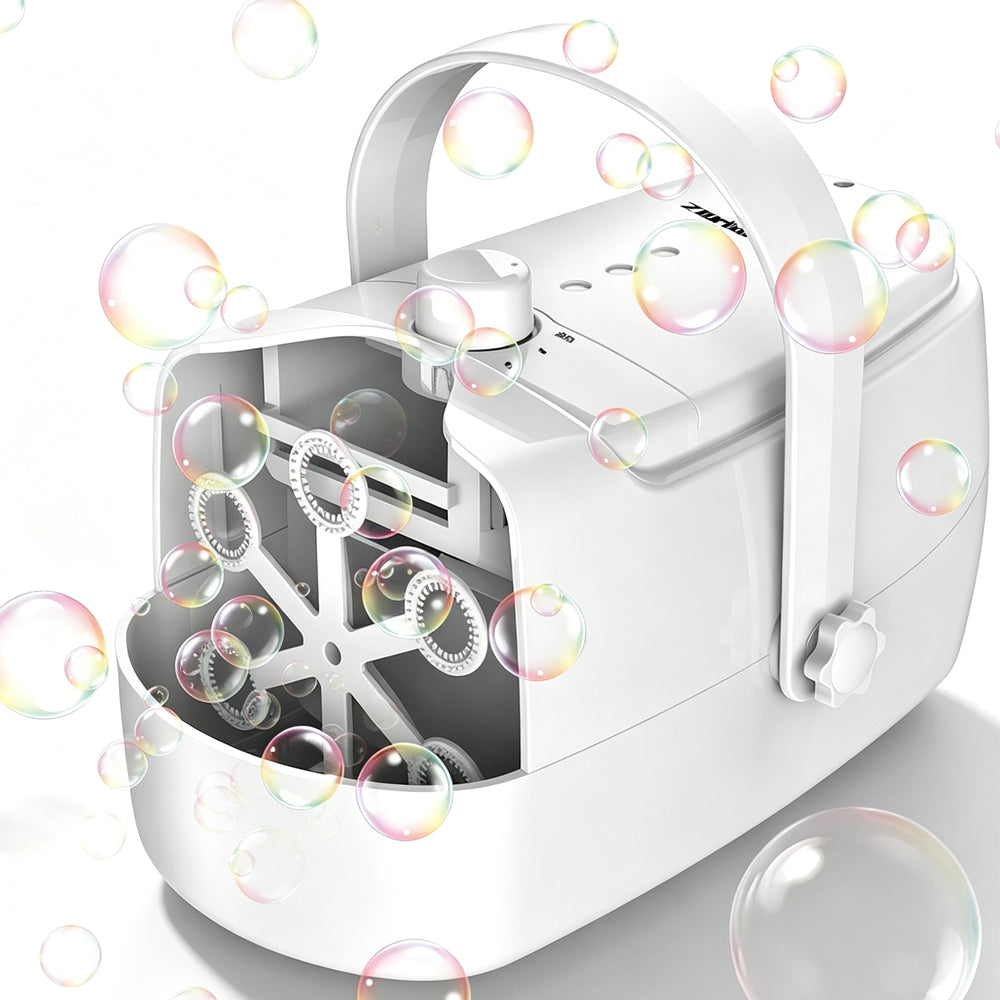 Portable Electric Bubble Machine Party Bubble Blower - White