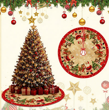 Christmas Tree Skirt Base Cover 120cm 150cm with Red Ties