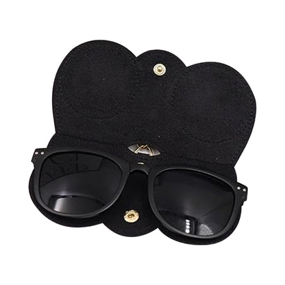 2Pcs Portable Eyeglasses Storage Pouch Sunglasses Reading Glasses Storage Holder Black and Khaki