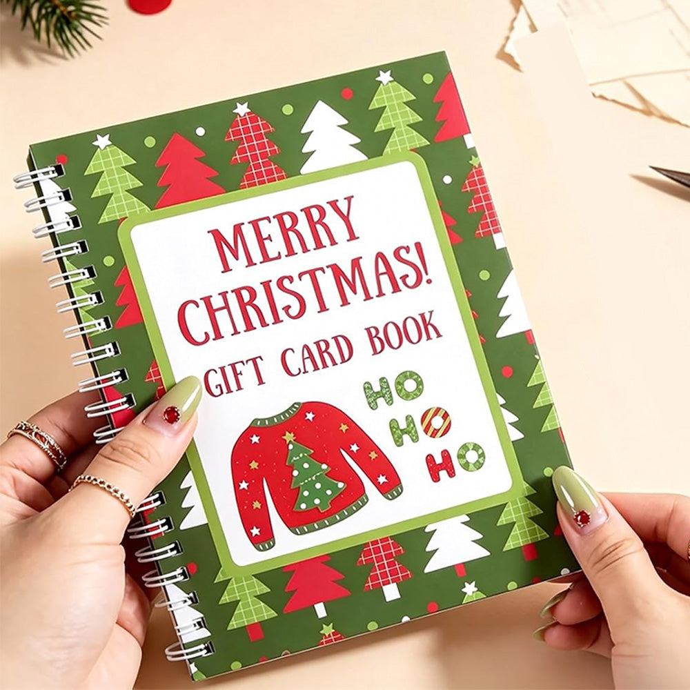 3Pcs Christmas Gift Card Book Spiral Bound Voucher Holder for Xmas Gifting