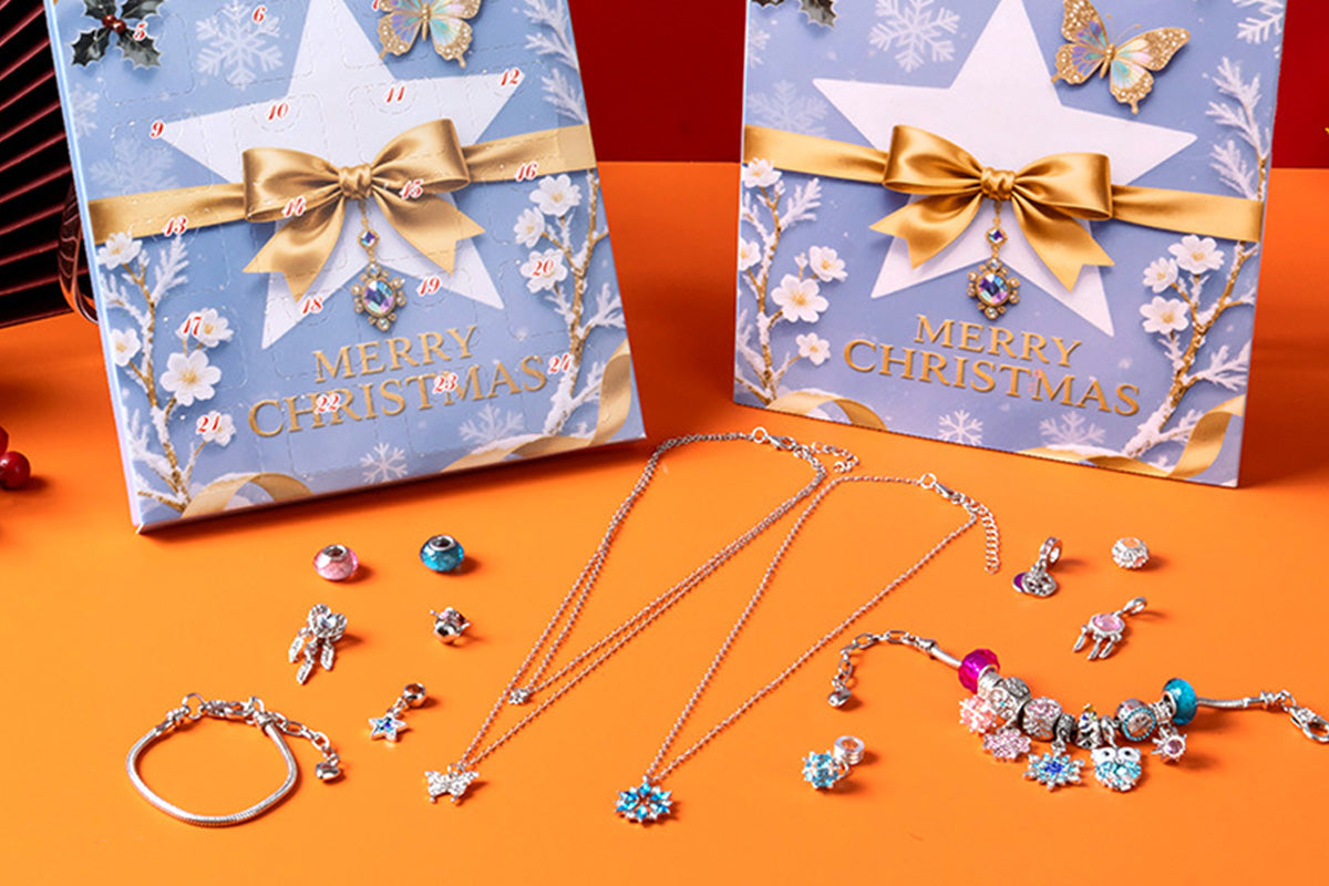 DIY Charm Bracelet Blind Box Jewelry Making Kit Holiday Birthday Gift for Little Ones Girls Teens-Blue
