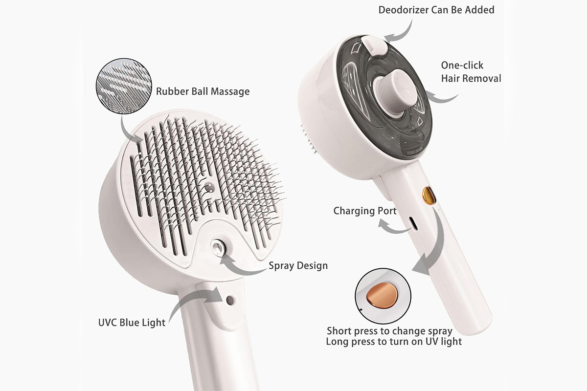 Cat Steam Brush Spray Comb UV Sterilization Cat Hair Crush for Long Short Hair Pets -Pink