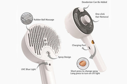 Cat Steam Brush Spray Comb UV Sterilization Cat Hair Crush for Long Short Hair Pets -Pink