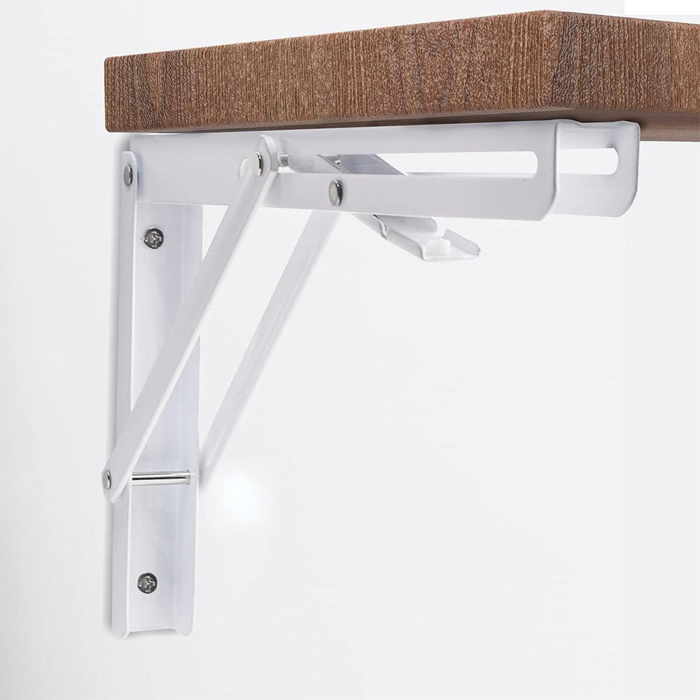 2Pcs 90 Degree Foldable Metal Shelf Brackets-White