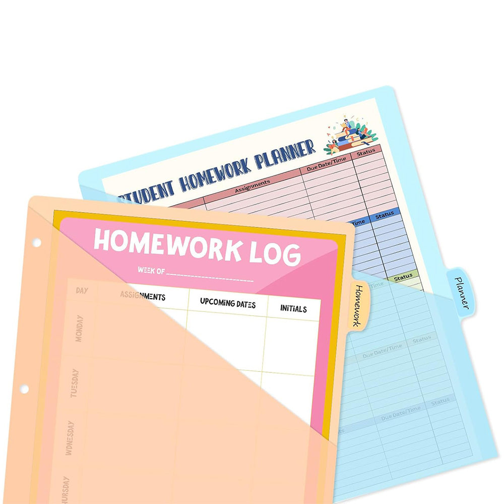 2 Pieces Plastic Binder Dividers with Tabs A4 Subject Dividers