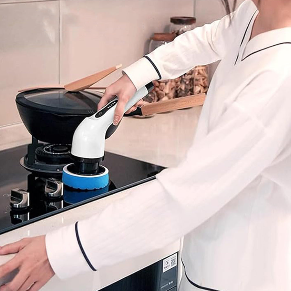 Cordless Electric Spin Scrubber with 9 Replaceable Brush Heads and Extendable Pole for Home Use