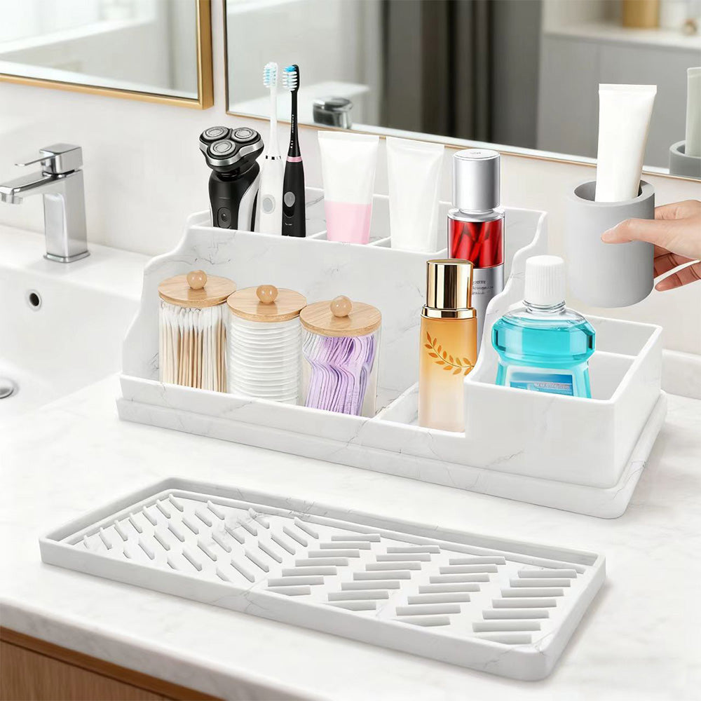 Silicone Toothbrush Holder Bathroom Organizer-White