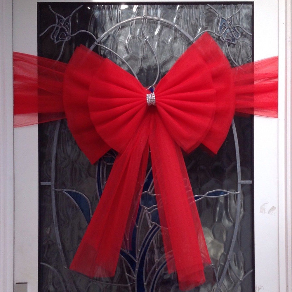 Organza Red Bows for Christmas Decorations Perfect for Door Fireplace Stairs & Xmas Tree