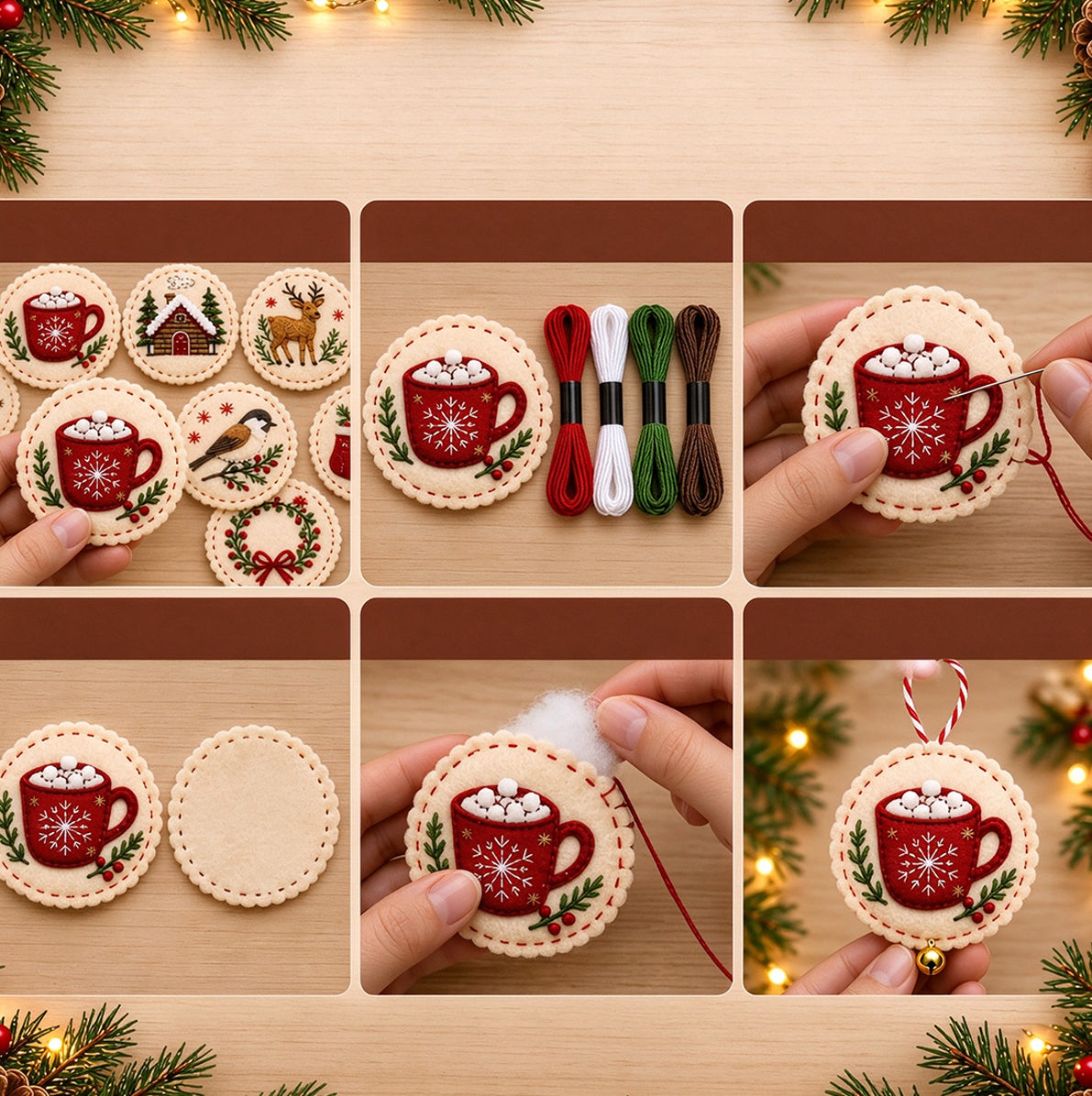 Christmas DIY Embroidery Felt Hanging Ornament Craft Kit For Adult - Santa Claus