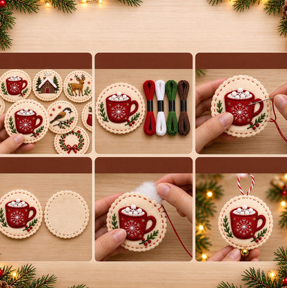 Christmas DIY Embroidery Felt Hanging Ornament Craft Kit For Adult - Santa Claus
