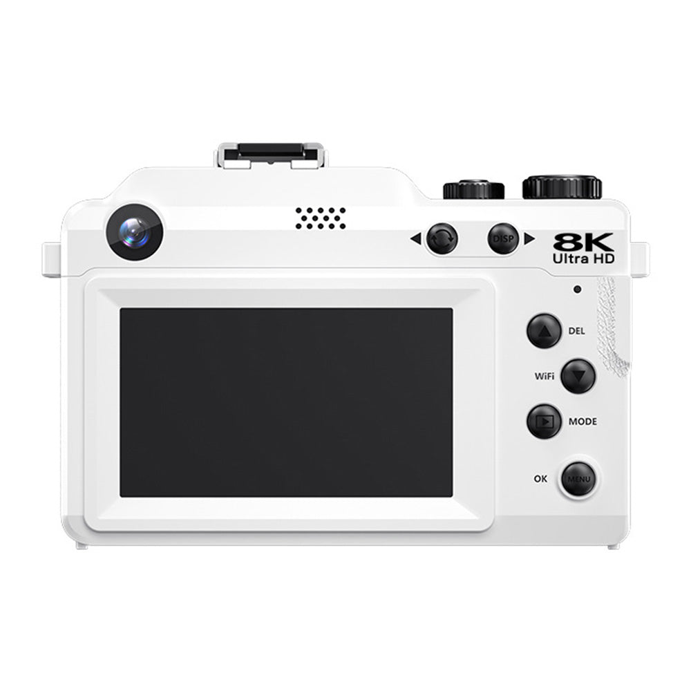 8K Digital Camera 18X Zoom Dual Lens Camera-White