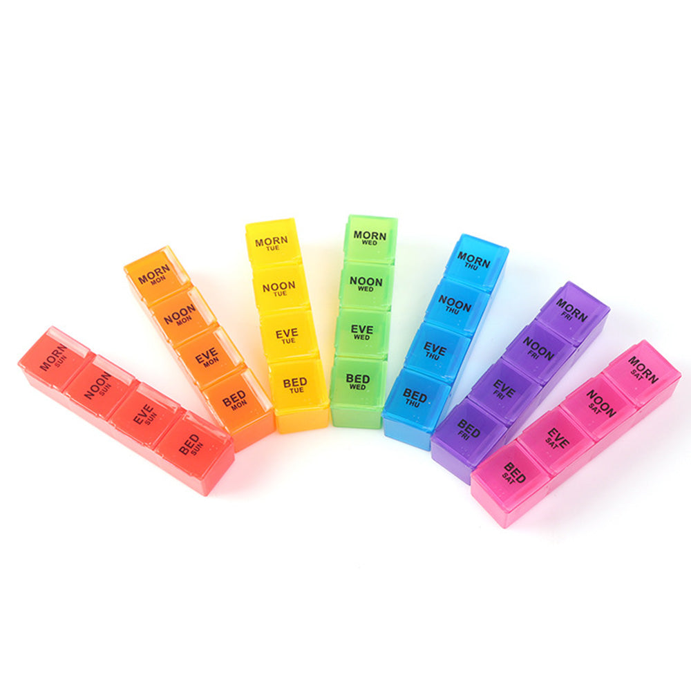 Weekly Pill Organizer Individual Medicine Containers for Vitamins Supplements-Colorful