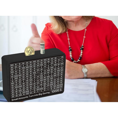Wooden Money Saving Box Cash Vault Savings Box-Black