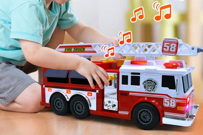 Fire Truck Toys with Water Pump and Rotating Rescue Ladder Big Firetruck Engine