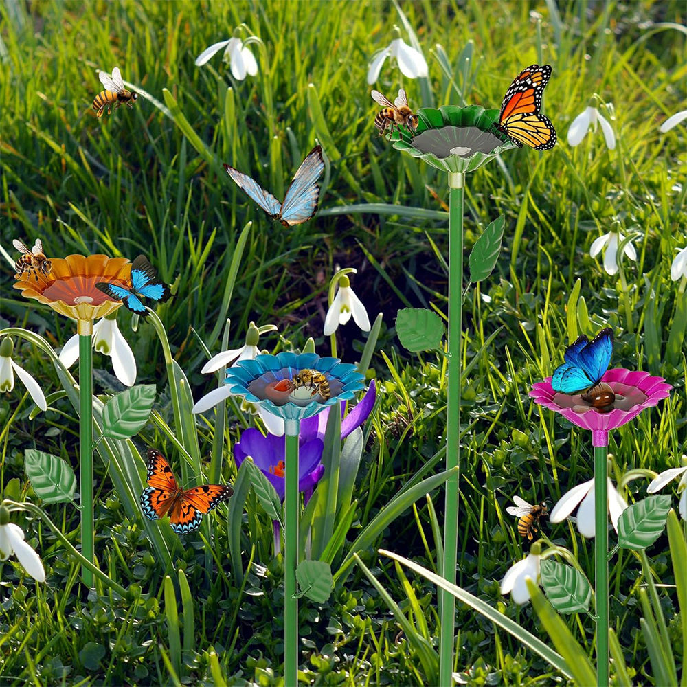 4PCS Bee Watering Station Metal Bee Water Feeder Colorful Bee Bath Bowl For Outdoor