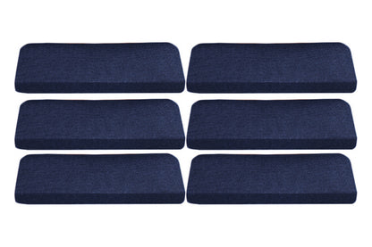 6Pcs Stairs Tread Mat Self-adhesive Cling Non Slip Wear-Resistant Carpet Mat-Navy Blue