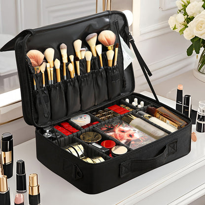 Large Capacity Makeup Bag 3 Layer Cosmetic Case