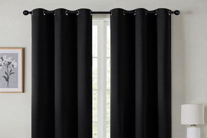 2 Pieces 100 Percent Blackout Curtain Panel - Black