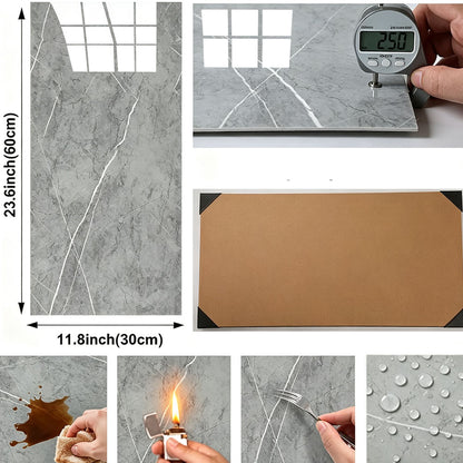 10Pcs Self Adhesive PVC Wall Tiles- Grey