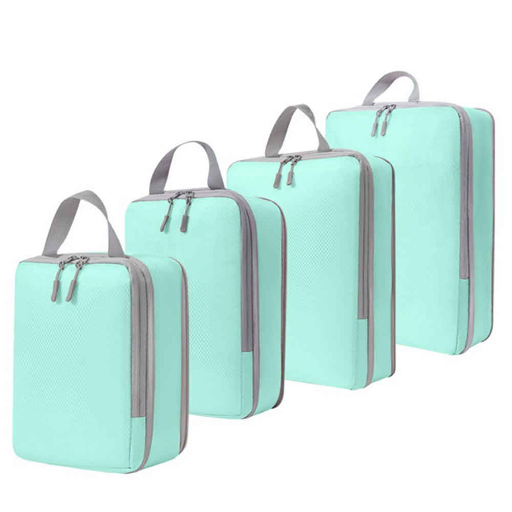 4Pcs Compression Packing Cubes Travel Luggage Storage Bags Organizers  Lake Blue
