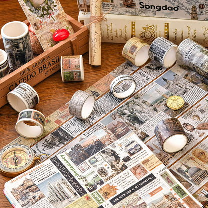 18 Rolls Vintage Washi Tape Set Writable Tapes for Scrapbooking Junk Journal supplies-World Monuments