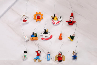 48pcs Wooden Christmas Tree Ornaments Set for Holiday Decoration